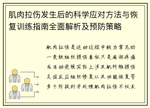 肌肉拉伤发生后的科学应对方法与恢复训练指南全面解析及预防策略 肌肉拉伤发生后的科学应对方法与恢复训练指南全面解析及预防策略
